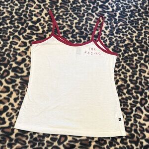 Fox Women's White and Burgundy Thin Strap Tank